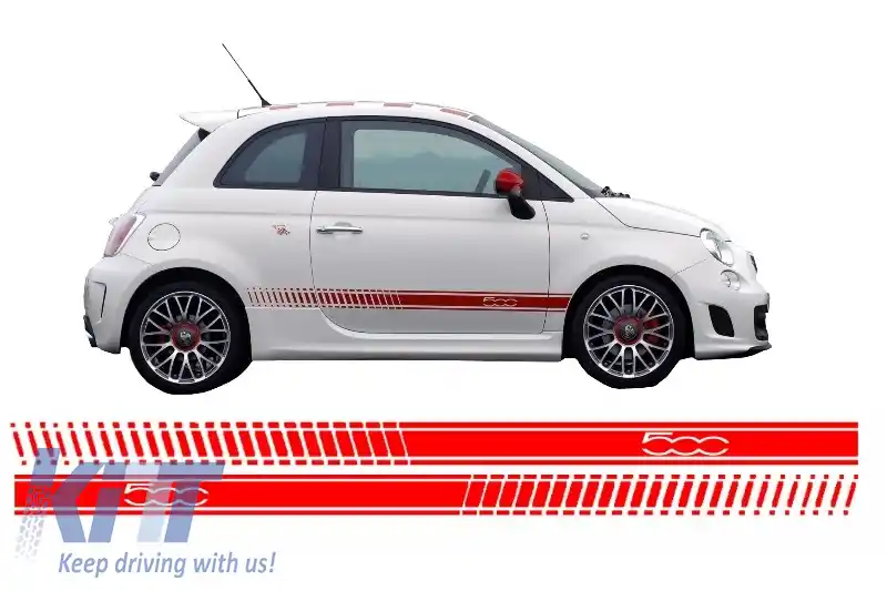 Stickere Laterale compatibil cu FIAT 500 (2007+) Rosu