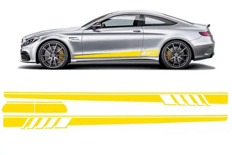 Stickere Laterale Galben Mat compatibil cu Mercedes Clasa C C205 Coupe A205 Cabriolet (2014-up)