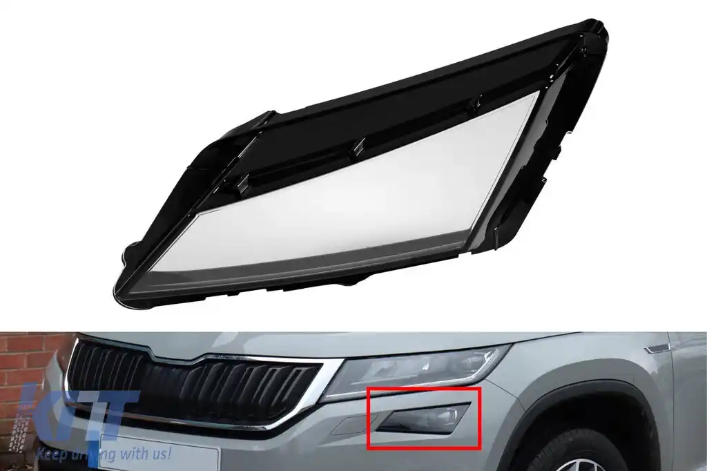 Sticlă stângă pentru farul Skoda Kodiaq 2017-2020