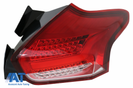 Stopuri Full LED BAR compatibil cu Ford Focus MK 3 Hatchback Facelift (2015-2018) Cu Semnalizare Dinamica Rosu-image-6075086