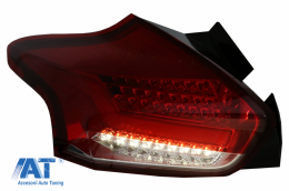 Stopuri Full LED BAR compatibil cu Ford Focus MK 3 Hatchback Facelift (2015-2018) Cu Semnalizare Dinamica Rosu-image-6075090
