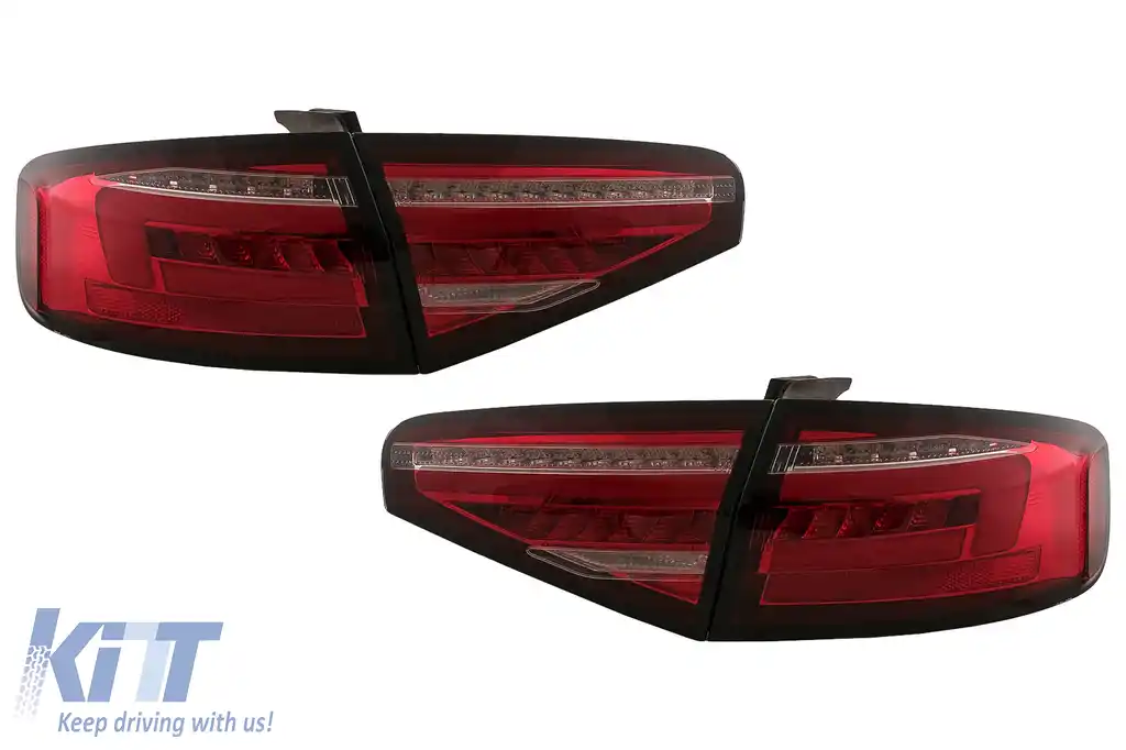 Stopuri Full LED compatibil cu Audi A4 B8 Sedan (2012-2015) Rosu Semnal Dinamic-image-6109941