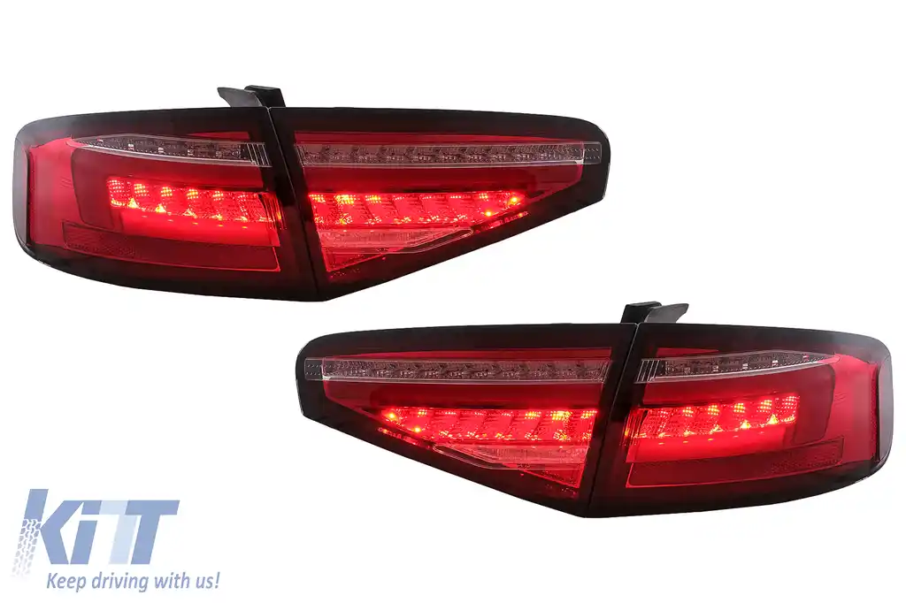 Stopuri Full LED compatibil cu Audi A4 B8 Sedan (2012-2015) Rosu Semnal Dinamic-image-6109945