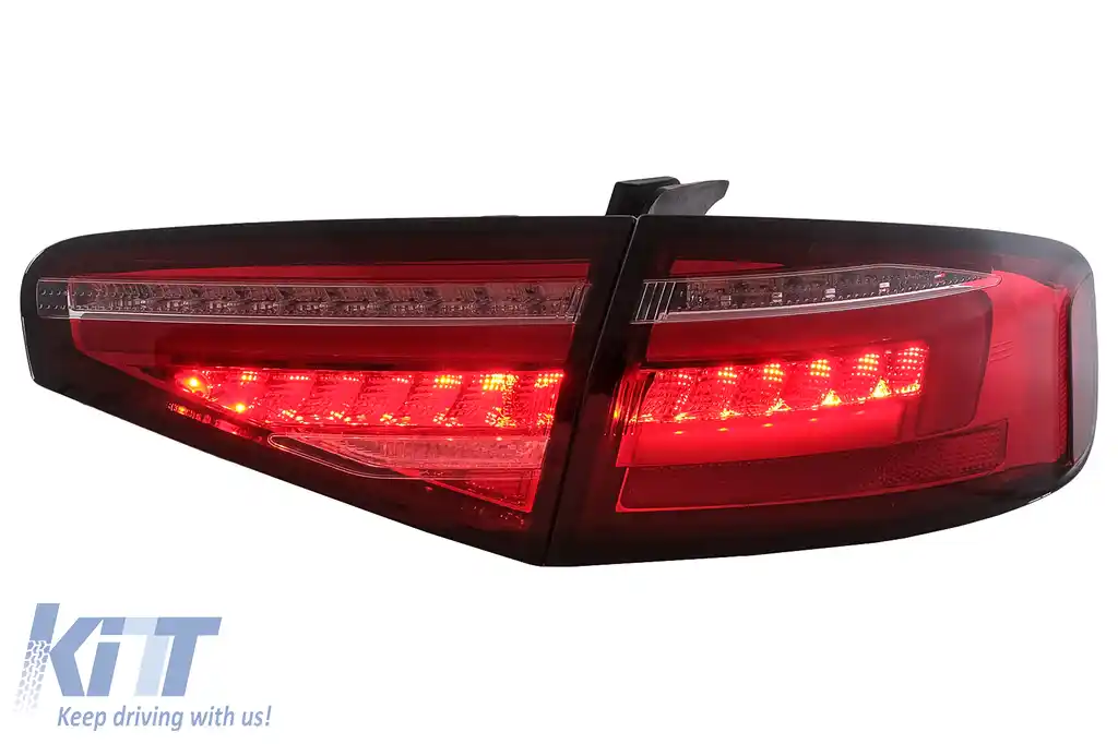 Stopuri Full LED compatibil cu Audi A4 B8 Sedan (2012-2015) Rosu Semnal Dinamic-image-6109946