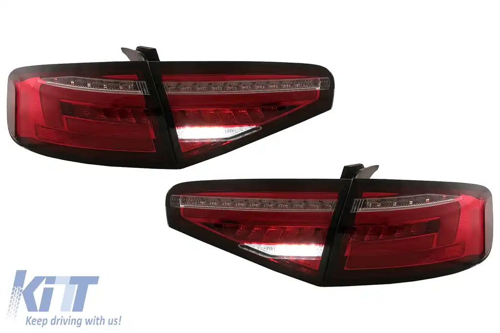 Stopuri Full LED compatibil cu Audi A4 B8 Sedan (2012-2015) Rosu Semnal Dinamic-image-6109948