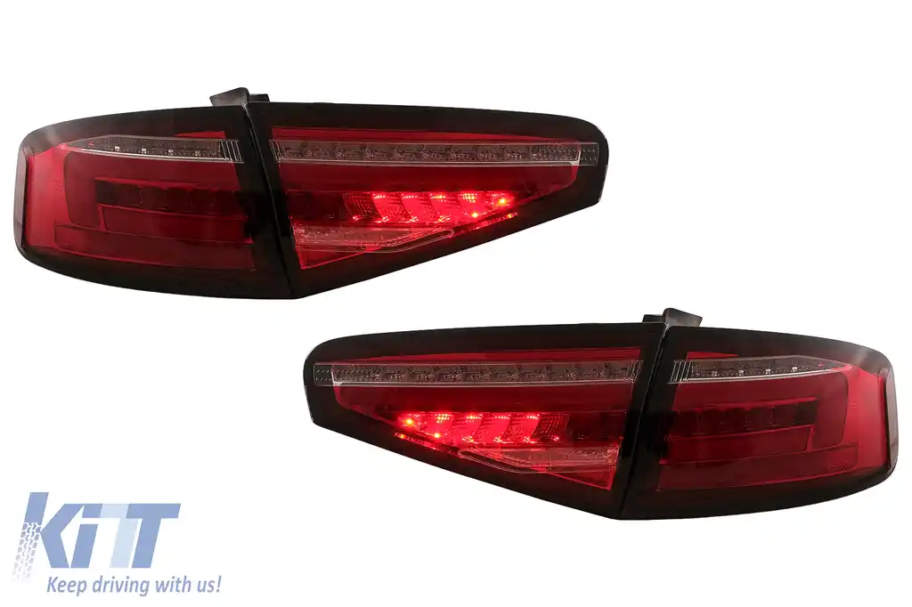 Stopuri Full LED compatibil cu Audi A4 B8 Sedan (2012-2015) Rosu Semnal Dinamic-image-6109951