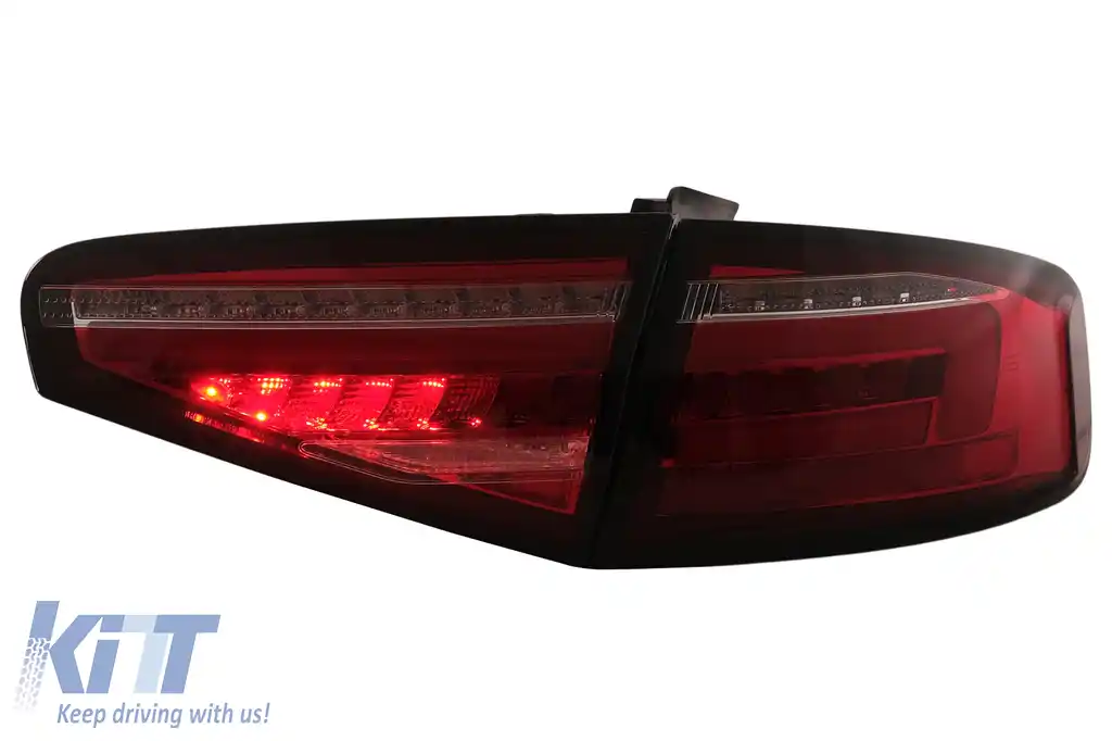 Stopuri Full LED compatibil cu Audi A4 B8 Sedan (2012-2015) Rosu Semnal Dinamic-image-6109952