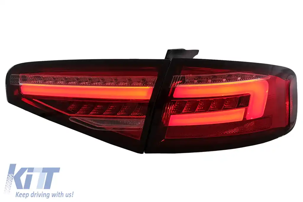 Stopuri Full LED compatibil cu Audi A4 B8 Sedan (2012-2015) Rosu Semnal Dinamic-image-6109955