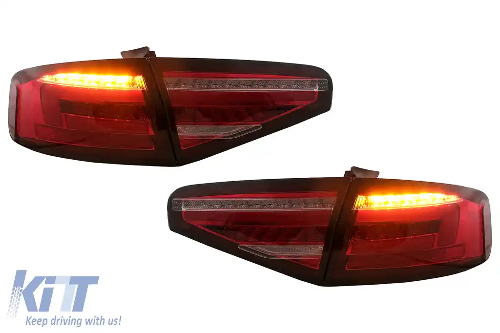 Stopuri Full LED compatibil cu Audi A4 B8 Sedan (2012-2015) Rosu Semnal Dinamic-image-6109957