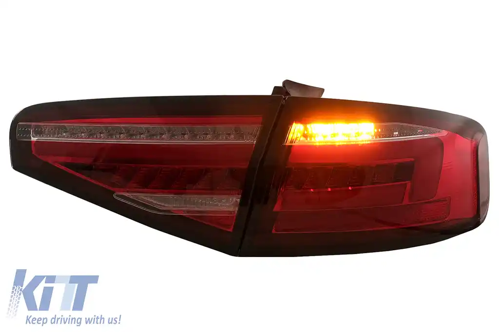 Stopuri Full LED compatibil cu Audi A4 B8 Sedan (2012-2015) Rosu Semnal Dinamic-image-6109958