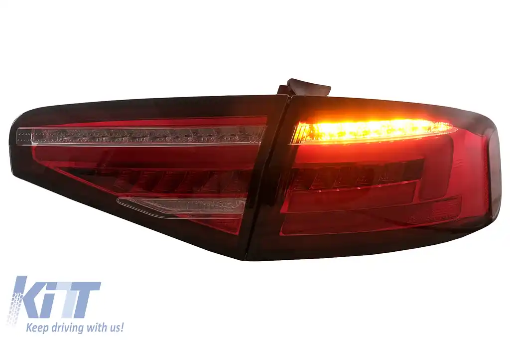 Stopuri Full LED compatibil cu Audi A4 B8 Sedan (2012-2015) Rosu Semnal Dinamic-image-6109959