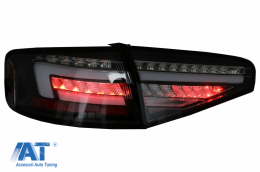 Stopuri Full LED compatibil cu Audi A4 B8 (2012-2015) Sedan Rosu Negru Semnal Dinamic OEM Halogen-image-6082409