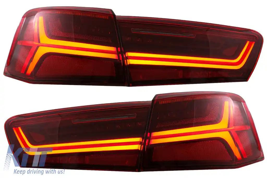Stopuri Full LED compatibil cu Audi A6 4G C7 (2011-2014) Red Clear Facelift Design Semnalizare Secventiala