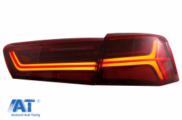 Stopuri Full LED compatibil cu Audi A6 4G C7 (2011-2014) Red Clear Facelift Design Semnalizare Secventiala-image-6042650