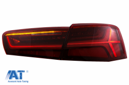 Stopuri Full LED compatibil cu Audi A6 4G C7 (2011-2014) Red Clear Facelift Design Semnalizare Secventiala-image-6042654