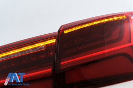 Stopuri Full LED compatibil cu Audi A6 4G C7 (2011-2014) Red Clear Facelift Design Semnalizare Secventiala-image-6042655
