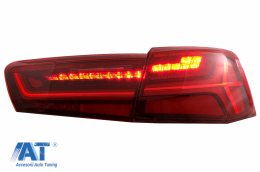Stopuri Full LED compatibil cu Audi A6 4G C7 (2011-2014) Red Clear Facelift Design Semnalizare Secventiala-image-6042656