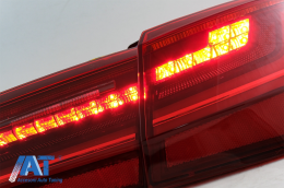 Stopuri Full LED compatibil cu Audi A6 4G C7 (2011-2014) Red Clear Facelift Design Semnalizare Secventiala-image-6042657