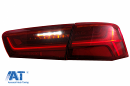 Stopuri Full LED compatibil cu Audi A6 4G C7 (2011-2014) Red Clear Facelift Design Semnalizare Secventiala-image-6042658