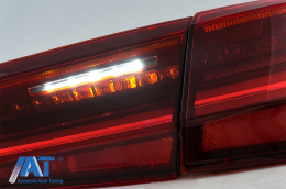 Stopuri Full LED compatibil cu Audi A6 4G C7 (2011-2014) Red Clear Facelift Design Semnalizare Secventiala-image-6042659