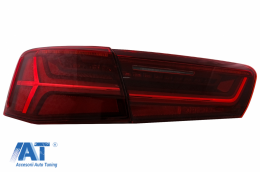 Stopuri Full LED compatibil cu Audi A6 4G C7 (2011-2014) Red Clear Facelift Design Semnalizare Secventiala-image-6042660