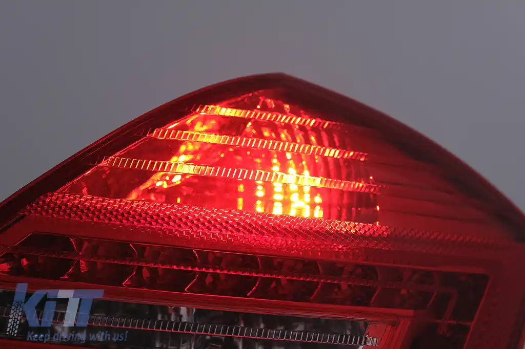Stopuri Full LED compatibil cu Mercedes S-Class W221 (2005-2009) Facelift Design Rosu Clar cu Semnal Dinamic Secvential-image-6092541