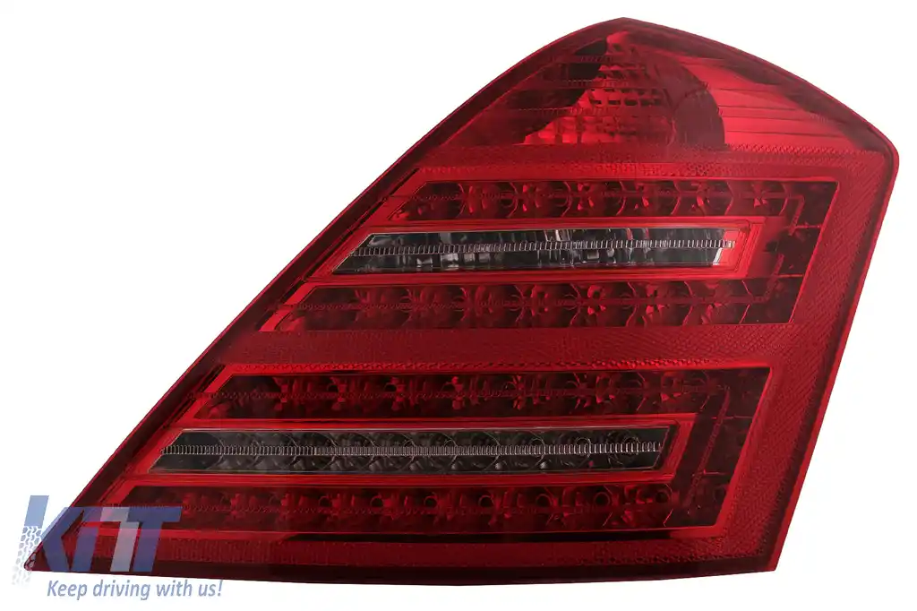Stopuri Full LED compatibil cu Mercedes S-Class W221 (2005-2009) Facelift Design Rosu Clar cu Semnal Dinamic Secvential-image-6092546