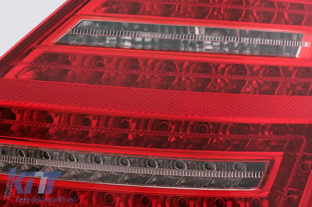Stopuri Full LED compatibil cu Mercedes S-Class W221 (2005-2009) Facelift Design Rosu Clar cu Semnal Dinamic Secvential-image-6092548