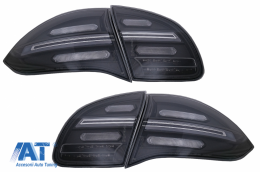 Stopuri FULL LED compatibil cu Porsche Cayenne 958 E2 92A Prefacelift (2010-2014) Negru Smoke cu Indicatoare Dinamice-image-6064693