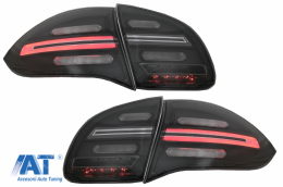 Stopuri FULL LED compatibil cu Porsche Cayenne 958 E2 92A Prefacelift (2010-2014) Negru Smoke cu Indicatoare Dinamice-image-6064697