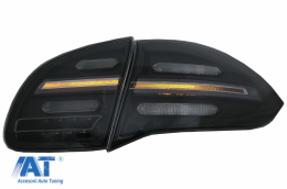 Stopuri FULL LED compatibil cu Porsche Cayenne 958 E2 92A Prefacelift (2010-2014) Negru Smoke cu Indicatoare Dinamice-image-6067446