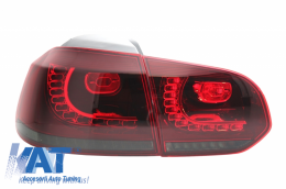 Stopuri Full LED compatibil cu VW Golf 6 VI (2008-2013) R20 Design Rosu Fumuriu cu Semnal Dinamic-image-6037391