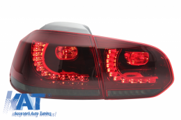 Stopuri Full LED compatibil cu VW Golf 6 VI (2008-2013) R20 Design Rosu Fumuriu cu Semnal Dinamic-image-6037393
