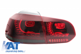 Stopuri Full LED compatibil cu VW Golf 6 VI (2008-2013) R20 Design Rosu Fumuriu cu Semnal Dinamic-image-6037396