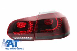 Stopuri Full LED compatibil cu VW Golf 6 VI (2008-2013) R20 Design Rosu Fumuriu cu Semnal Dinamic-image-6037397