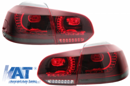 Stopuri Full LED compatibil cu VW Golf 6 VI (2008-2013) R20 Design Rosu Fumuriu cu Semnal Dinamic-image-6037398