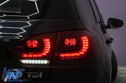 Stopuri Full LED compatibil cu VW Golf 6 VI (2008-2013) R20 Design Rosu Fumuriu cu Semnal Dinamic-image-6089155