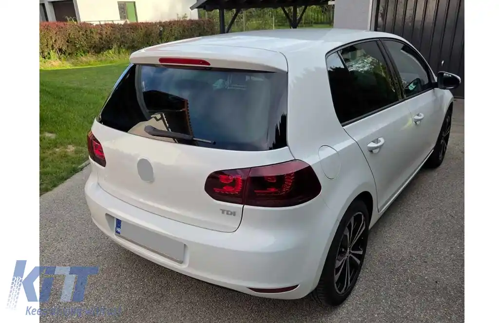 Stopuri Full LED compatibil cu VW Golf 6 VI (2008-2013) R20 Design Rosu Fumuriu cu Semnal Dinamic-image-6277301