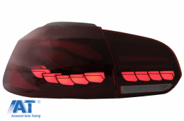 Stopuri Full LED compatibil cu VW Golf 6 VI (2008-2013) Rosu Fumuriu cu Semnal Dinamic-image-6082683