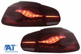 Stopuri Full LED compatibil cu VW Golf 6 VI (2008-2013) Rosu Fumuriu cu Semnal Dinamic-image-6082691