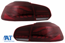 Stopuri Full LED compatibil cu VW Golf 6 VI (2008-2013) Rosu Fumuriu cu Semnal Dinamic-image-6082697