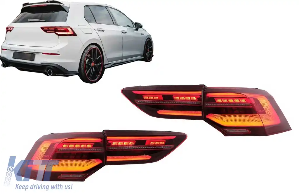 Stopuri Full LED compatibil cu VW Golf VIII Hatchback Mk8 MQB (2020-Up) cu Semnal Dinamic Secvential