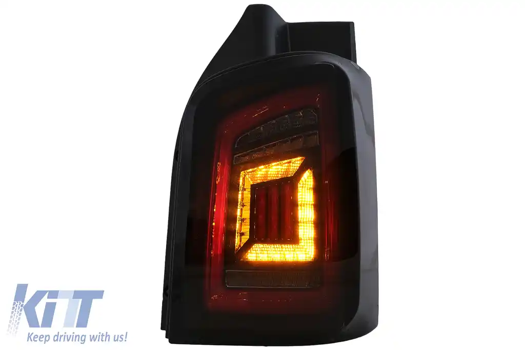 Stopuri Full LED compatibil cu VW Transporter T5 (2003-2009) Negru Fumuriu Semnal Dinamic-image-6099566