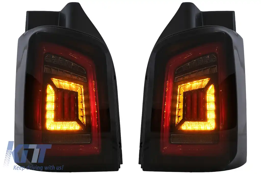 Stopuri Full LED compatibil cu VW Transporter T5 (2003-2009) Negru Fumuriu Semnal Dinamic-image-6099567