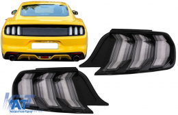 Stopuri Full LED compatibile cu Ford Mustang VI S550 (2015-2019) Fumuriu Clar Semnal Dinamic Secvential-image-6088940