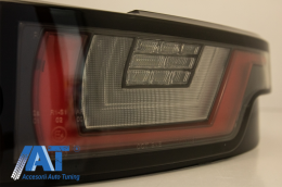 Stopuri Full LED compatibile cu Land Rover Range Rover Evoque (2011-2014) Negru Crom Semnal Dinamic Secvential-image-6045786