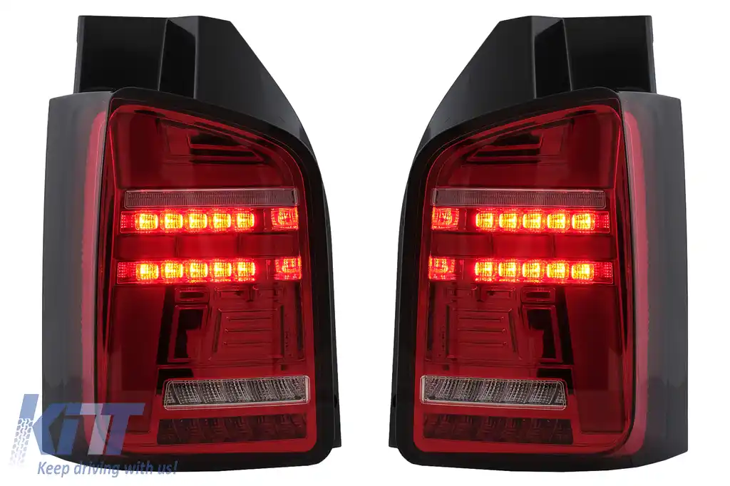 Stopuri Full LED compatibile cu VW Transporter T6 (2015-2020) Semnal Dinamic Secvential Rosu Clar-image-6100414