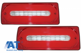 Stopuri Full LED cu Lampa Ceata si Eleron Portbagaj compatibil cu Mercedes W463 G-Class (1989-2015) Rosu Semnalizare Dinamica-image-6047560