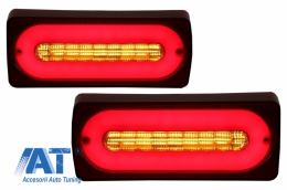 Stopuri Full LED cu Lampa Ceata si Eleron Portbagaj compatibil cu Mercedes W463 G-Class (1989-2015) Rosu Semnalizare Dinamica-image-6047562