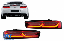Stopuri Full LED Light Bar compatibil cu Chevrolet Camaro MK6 (05.2015-2018) Rosu cu Semnal Dinamic-image-6079126
